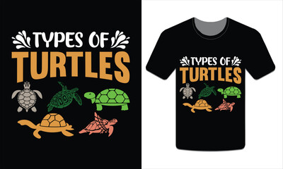 Types of turtles, turtles t-shirt design vector art illustration