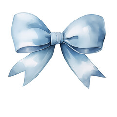 a transparent PNG file of a watercolor blue bow ribbon for a graphic resource