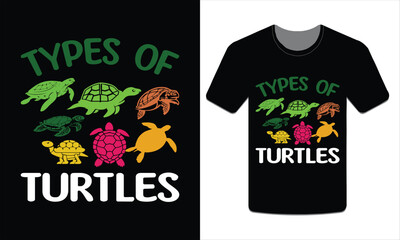 Types of turtles, turtles t-shirt design vector art illustration