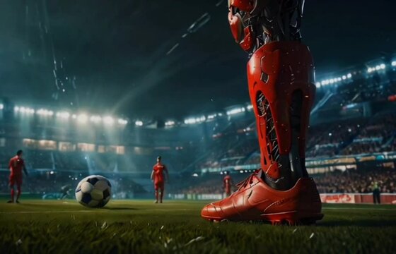 cyborg soccer player in action