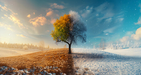 Comparative difference between summer and winter season of the same place that is split in between for the comparison 