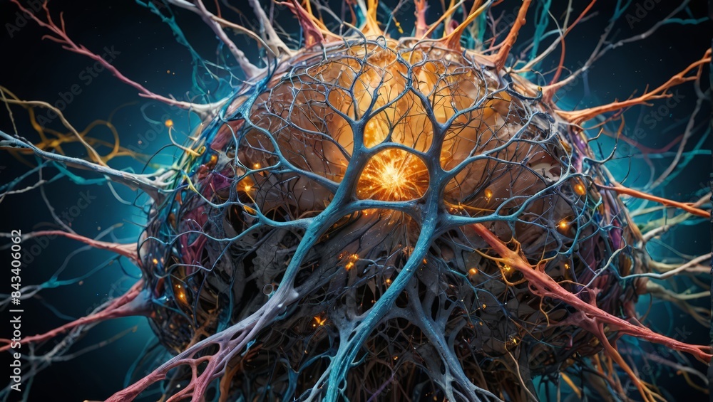 Poster abstract colorful neural network structure