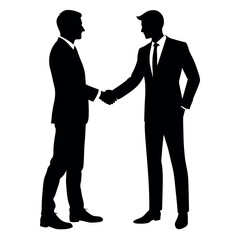 two business people handshake each other vector silhouette isolated white background