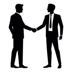 Fototapeta premium two business people handshake each other vector silhouette isolated white background