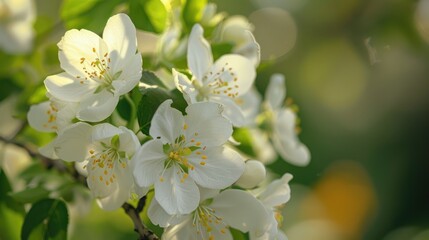 Blossoming white flowers in the garden