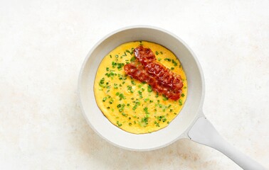 Omelette with cheese and green onion