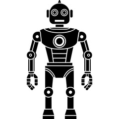 Robotic vector silhouette illustration on white background