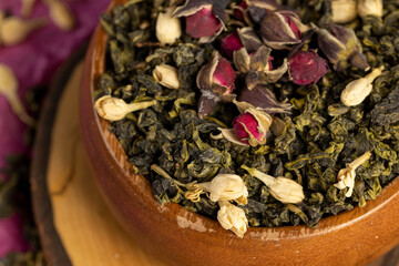 natural Dried green tea with jasmine and rose