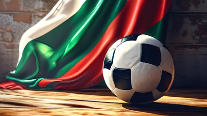 Fototapeta premium The symbolic power of success and victory. soccer ball on Italy flag background. Generative Ai.