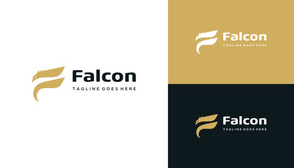 Initial Letter F with Freedom Flying Falcon Bird Wing Feathers Logo Design