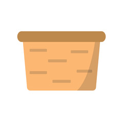 Wooden basket container, rattan storage basket vector illustration, empty laundry basket icon