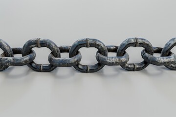 Obraz premium Close-up view of an old, rusted metal chain against a plain background, showcasing texture and detail. Perfect for industrial or mechanical themes.