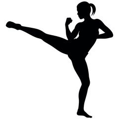 Female Taekwondo vector  Silhouette black color white background