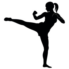 Female Taekwondo vector  Silhouette black color white background