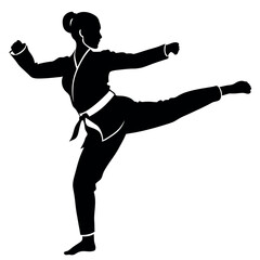 Female Taekwondo vector  Silhouette black color white background