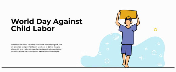 Vector illustration of little boy works hard. Modern flat in continuous line style.