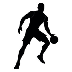 Grunge basketball player vector silhouette white background