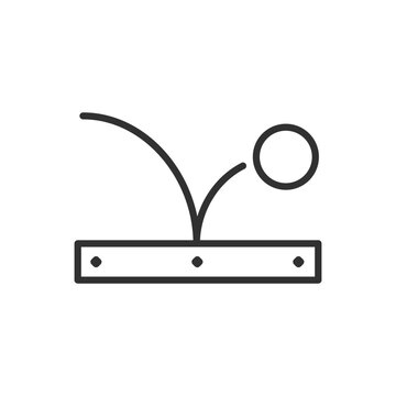 Animation, linear icon, keyframes and ball trajectory. Line with editable stroke