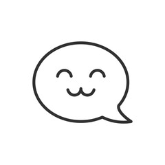 Obraz premium Speech bubble with a smile, linear icon. Line with editable stroke