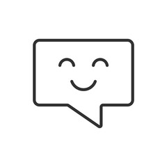 Speech bubble with a smile, linear icon. Line with editable stroke
