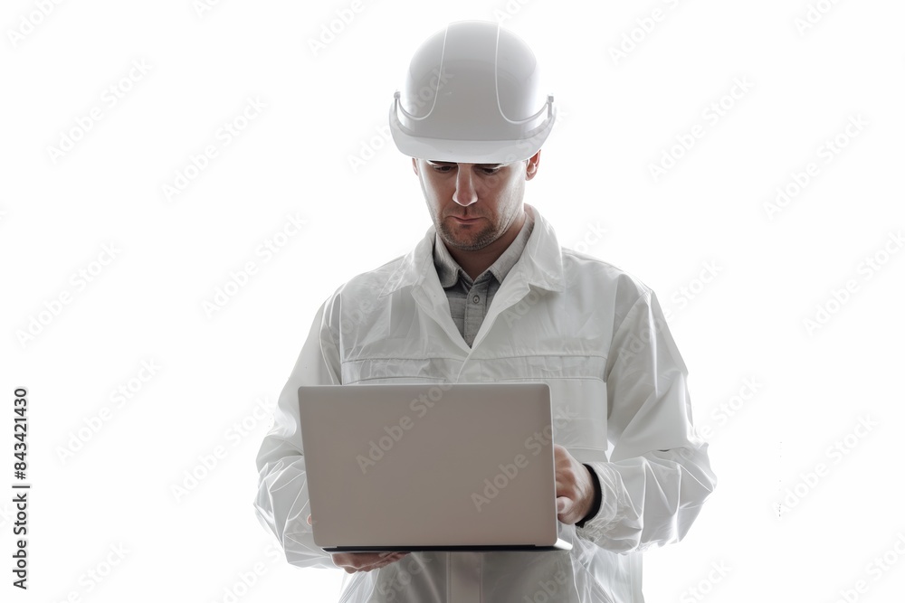 Aufkleber a captivating image of an alluring inspection engineer adorned in a gleaming white hardhat, confiden