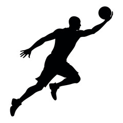 Grunge basketball player vector silhouette white background