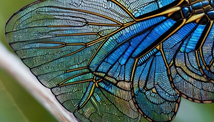 Dragonfly wing close up background with zoomed transparent lattice or macro chitin net