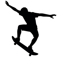 male skateboarder, jumping different type of pose vector silhouette