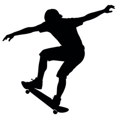 male skateboarder, jumping different type of pose vector silhouette