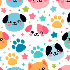 Fototapeta premium Puppy Pattern digital paper background