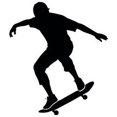 male skateboarder, jumping different type of pose vector silhouette