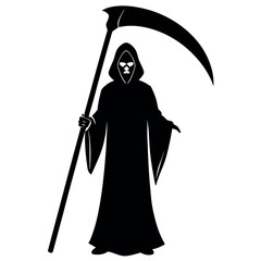 Reaper silhouette. Vector silhouette white background