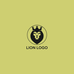 Lion logo with a king  crown on his head, Lion face logo.