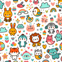 Cute cartoon pattern digital paper background 