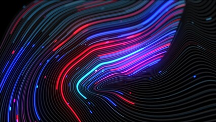 Fiber Optic Flow: A Digital Symphony.
This abstract image depicts the flow of data through fiber optic cables, visualized as a mesmerizing wave of bright blue and red lines.