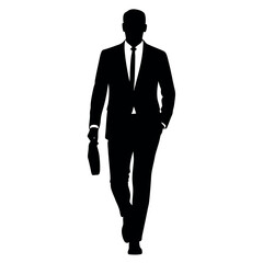 smart and stylish, Businessman walking forward vector silhouette