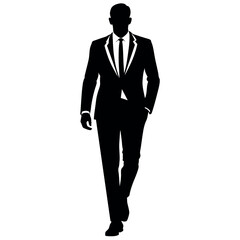smart and stylish, Businessman walking forward vector silhouette