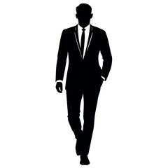 smart and stylish, Businessman walking forward vector silhouette