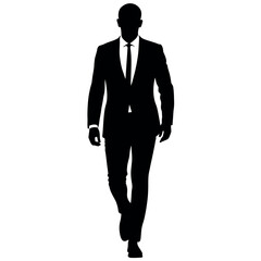 smart and stylish, Businessman walking forward vector silhouette