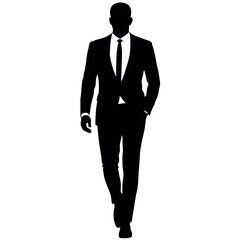 smart and stylish, Businessman walking forward vector silhouette