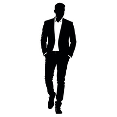 smart and stylish, Businessman walking forward vector silhouette