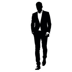 smart and stylish, Businessman walking forward vector silhouette
