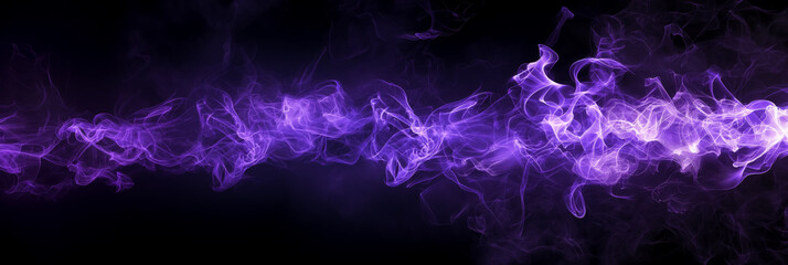 Naklejka premium Vibrant, twisting trail of purple smoke set against a black background, creating a captivating and mysterious visual effect.