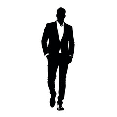 smart and stylish, Businessman walking forward vector silhouette