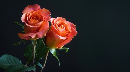 Two lovely roses against a black background