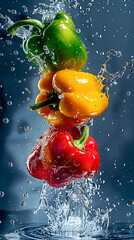 red pepper falling into water