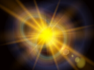 Vector transparent sunlight special lens flare light effect. Lens flare light effect. Sun flash with warm rays and spotlight. Isolated star burst in sky dust