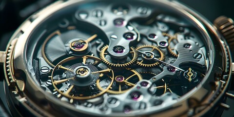 Exquisite handcrafted watch movement featuring intricate gears and jewels. Concept Luxury Watches, Horology, Fine Craftsmanship, Timepiece Engineering, Precision Mechanics