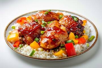 Fototapeta premium Delicious Baked Chicken with Tangy Glaze and Fresh Veggies