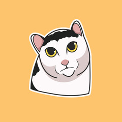 Cat with Bangs Meme Sticker Vector Cute Illustration